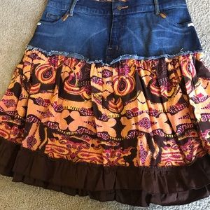 Floral Jean mini skirt